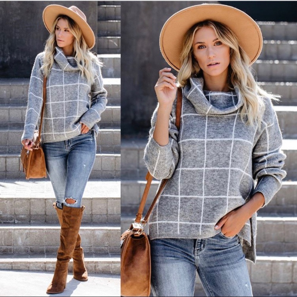 On The Grid Turtleneck Sweater- Vici Dolls